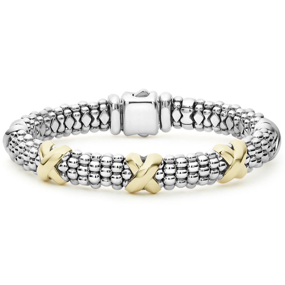 Signature Caviar 9mm Three Station X Caviar Bracelet