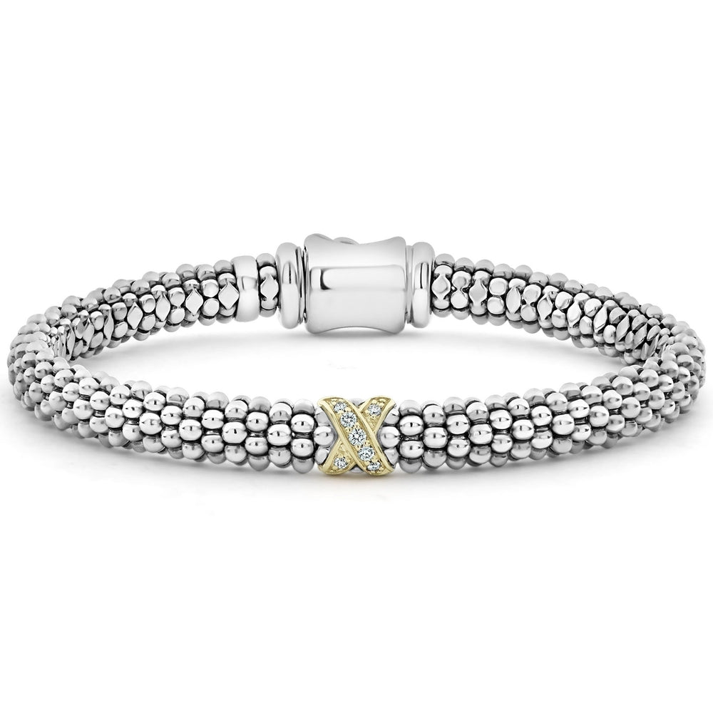 Caviar Lux Single Station X Two Tone Diamond Bracelet