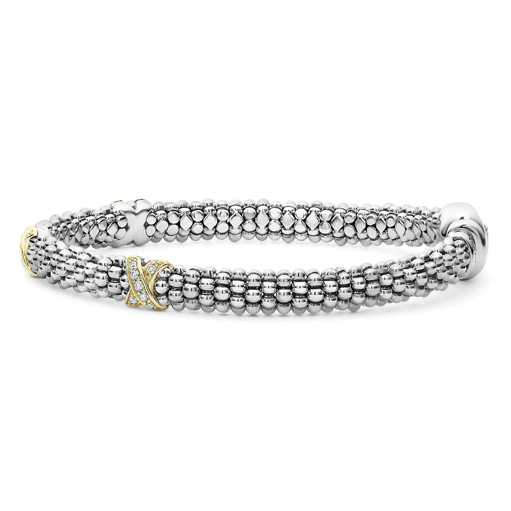 Caviar Lux Three Station Gold X Diamond Caviar Bracelet