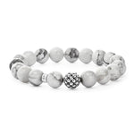 Maya Howlite Silver Station Bead Bracelet